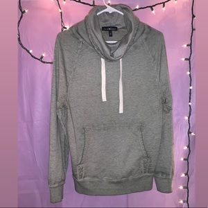 Gray draw-string turtle neck pullover